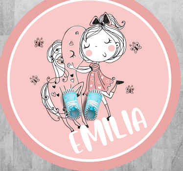 Girl and horse with name teen vinyl rug - TenStickers