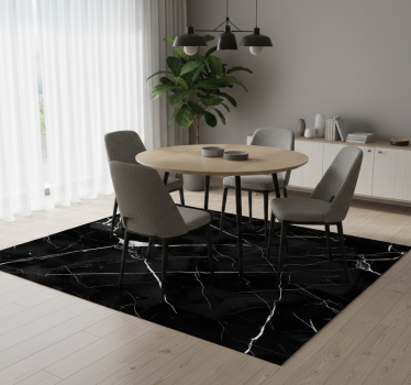 Dining room vinyl rug black marble design - TenStickers