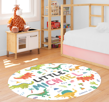 Dinosaurs With Name kids vinyl rug circular - TenStickers
