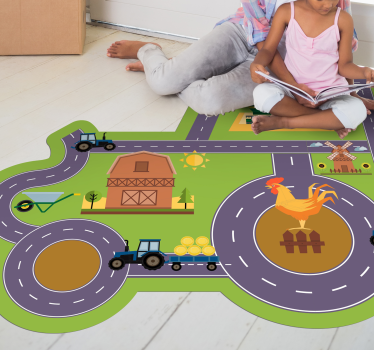 Farm Play Circuit kids vinyl rug - TenStickers