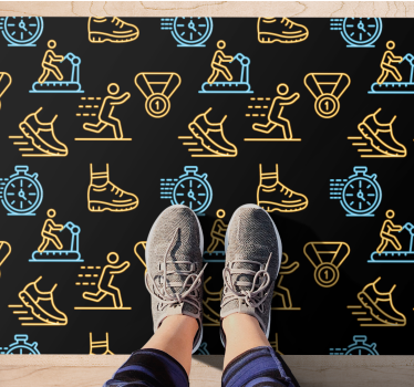 Fitness icons pattern teen vinyl rug - TenStickers