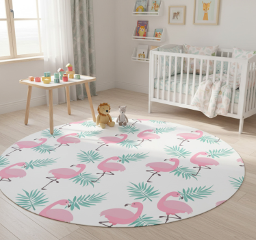 Animal vinyl rug with tropical flamingo design - TenStickers