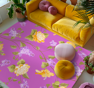 Flower Blossom Pattern Floral Rug - TenStickers