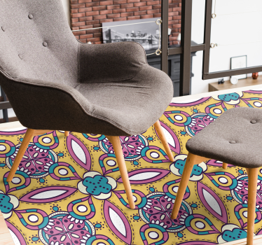Floral motif ensemble floral vinyl rug - TenStickers
