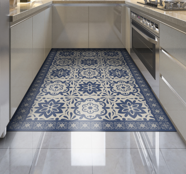 Floral Motif Pattern tile vinyl rug - TenStickers