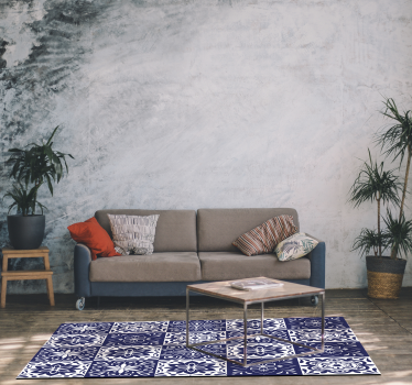 floral tile living room rug - TenStickers