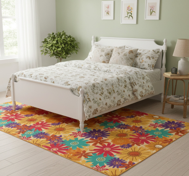 Floral vinyl rug abundant with blooms - TenStickers