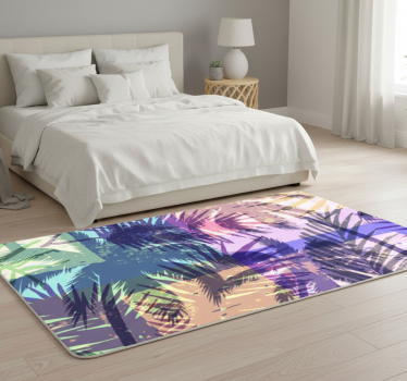 Floral vinyl rug with retro palm design - TenStickers