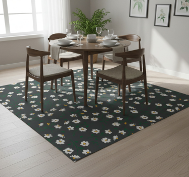 Floral vinyl rug daisy flower on grey background - TenStickers