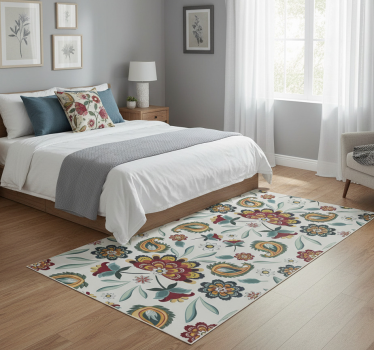Ethnic floral motif floral vinyl rug - TenStickers