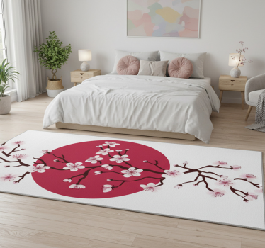 Floral vinyl rug with japanese cherry tree branches - TenStickers