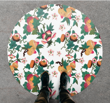 Floral vinyl rug with botanical floral design - TenStickers