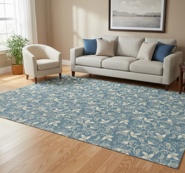 Floral vinyl rug with flower design pattern - TenStickers