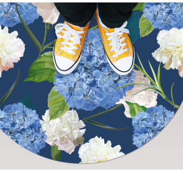 Floral vinyl rug with hydrangea design - TenStickers