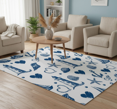 Floral vinyl rug with nautical theme design - TenStickers