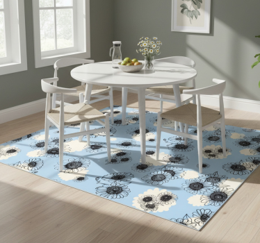 Floral vinyl rug with seamless modern daisies pattern - TenStickers