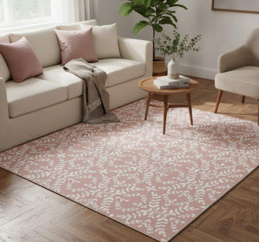 Floral vinyl rug with vintage ornamental leaves pattern - TenStickers