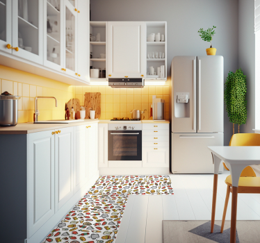 Food icon patterns kitchen vinyl rug - TenStickers