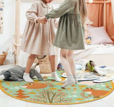 Forest Friends Circle nursery vinyl rug - TenStickers