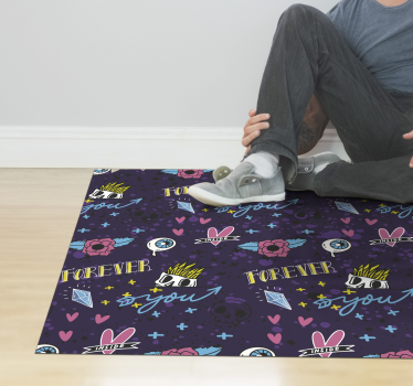 FOREVER YOU text and elaments design kids vinyl rug - TenStickers
