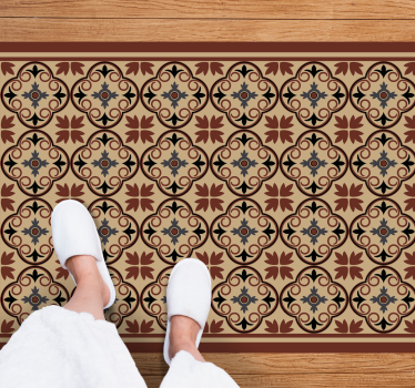Geometric floral elements mosaic vinyl rug - TenStickers