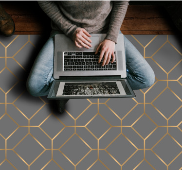 Geometric hexagon overlay vinyl rug - TenStickers