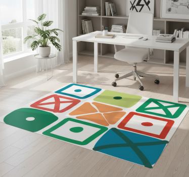 Geometric vinyl rug with unique squares design - TenStickers