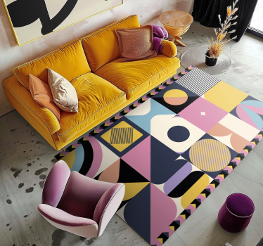 Geometric vinyl rug in colorful segments - TenStickers