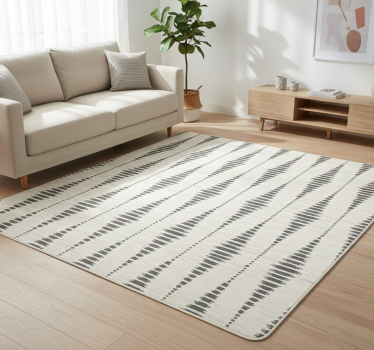 Geometric vinyl rug in grey and beige rabaul ikat - TenStickers