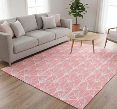 Geometric vinyl rug in modern pink and white pattern - TenStickers