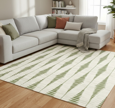 Geometric vinyl rug in moss green rabaul ikat - TenStickers