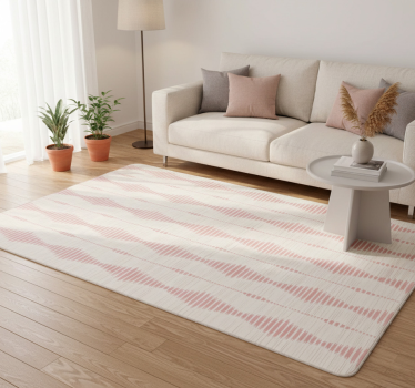 Geometric vinyl rug in pastel pink ikat pattern - TenStickers