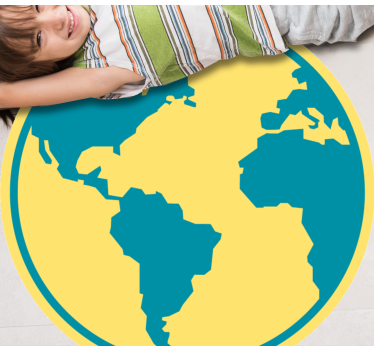 Geographic World Map circular vinyl rug - TenStickers