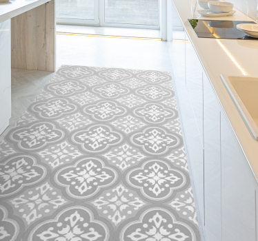 Grey hydraulic tiles kitchen vinyl rug - TenStickers