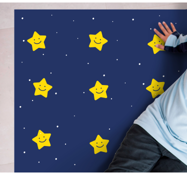 Happy blue pattern star vinyl rug - TenStickers