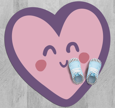 Happy Heart Shape kids vinyl rug - TenStickers