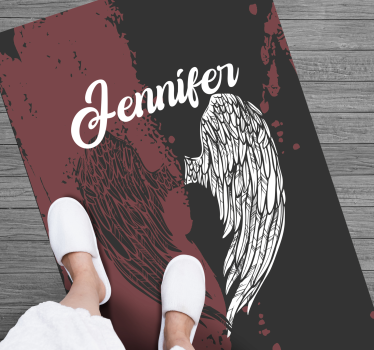 Heart wings with name teen vinyl rug - TenStickers