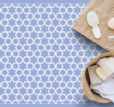 Hexagonal starry motif geometric vinyl rug - TenStickers