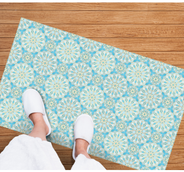 Intricate floral patterns tile vinyl rug - TenStickers
