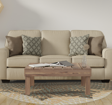 Japandi textured style living room vinyl rug - TenStickers