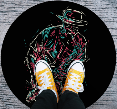 Jazz Musician Performance circular vinyl rug - TenStickers