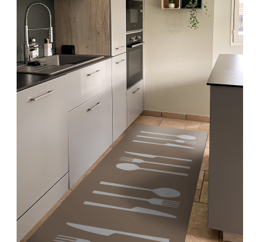 Fork knife and spoon kitchen vinyl mat - TenStickers