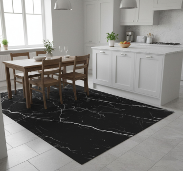 Kitchen vinyl rug black marble - TenStickers