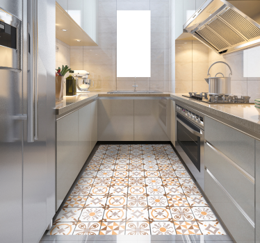 Brown tiles vinyl kitchen mat - TenStickers