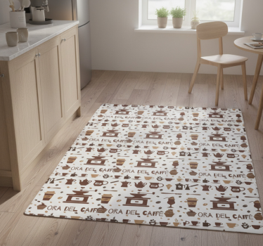 Kitchen vinyl rug coffee time - TenStickers