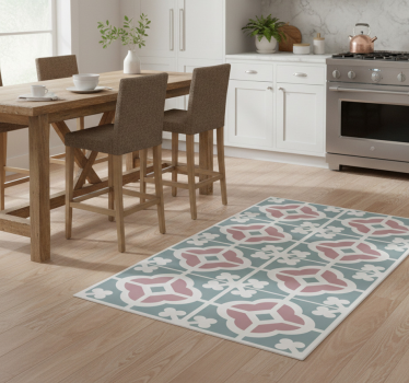 Kitchen vinyl rug floral hydraulic tile design - TenStickers