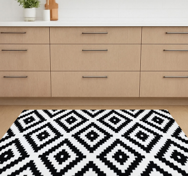 Kitchen vinyl rug in black modern squares - TenStickers