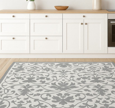 Kitchen vinyl rug in elegant grey arabesque - TenStickers