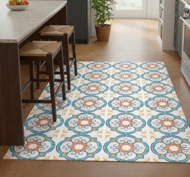 Kitchen vinyl rug with cement-like patterns - TenStickers