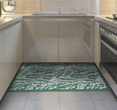 Leafy Elegance floral vinyl rug - TenStickers